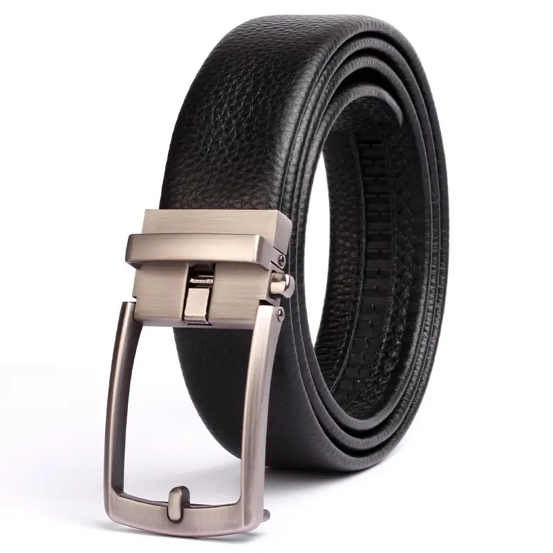 Men's Black Leather Crossbody Belt with Silver Buckle