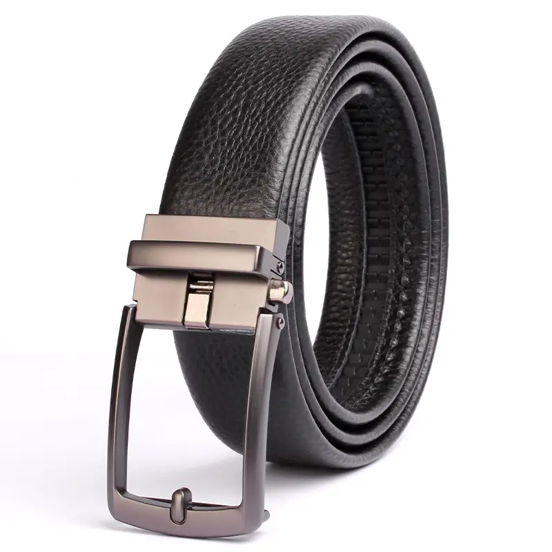 Men's Black Leather Crossbody Belt with Silver Buckle