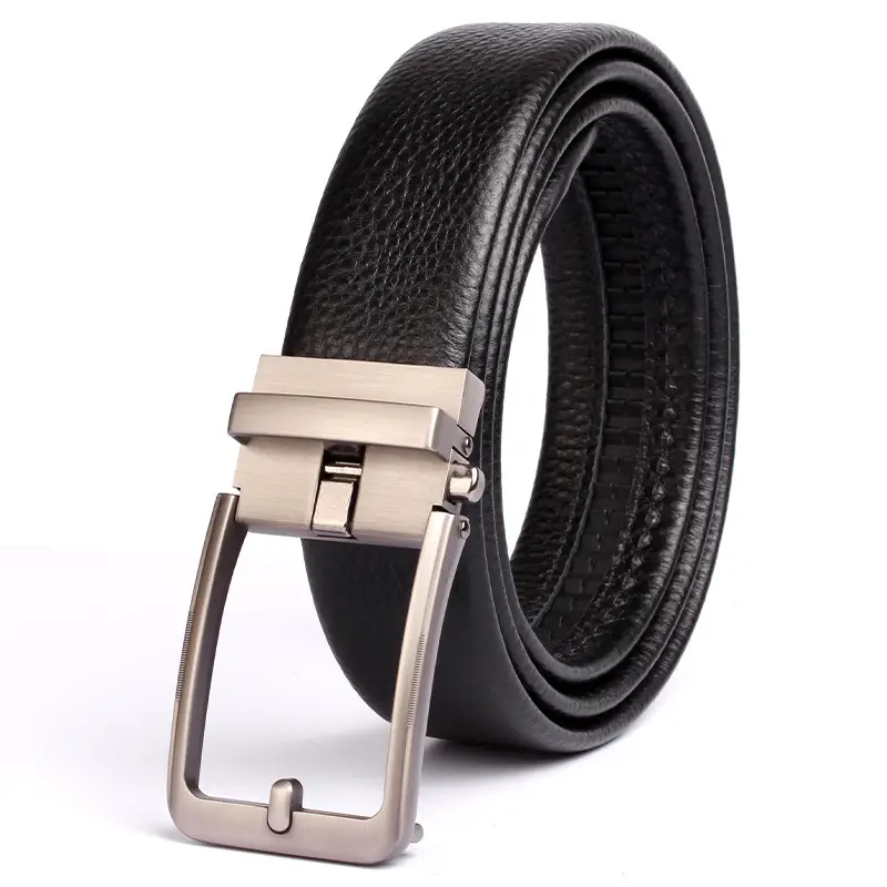 Men's Black Leather Crossbody Belt with Silver Buckle
