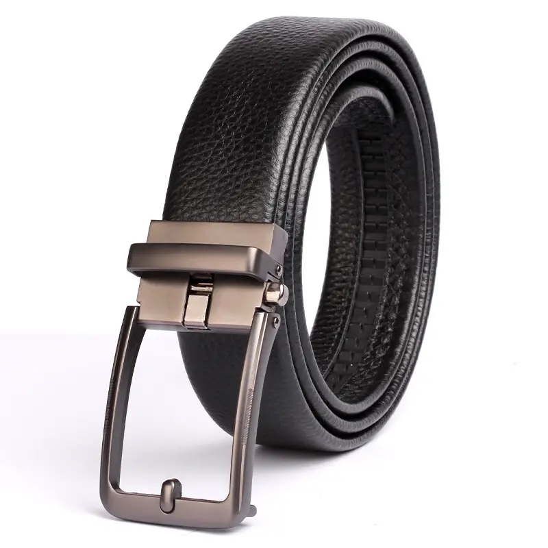 Men's Black Leather Crossbody Belt with Silver Buckle