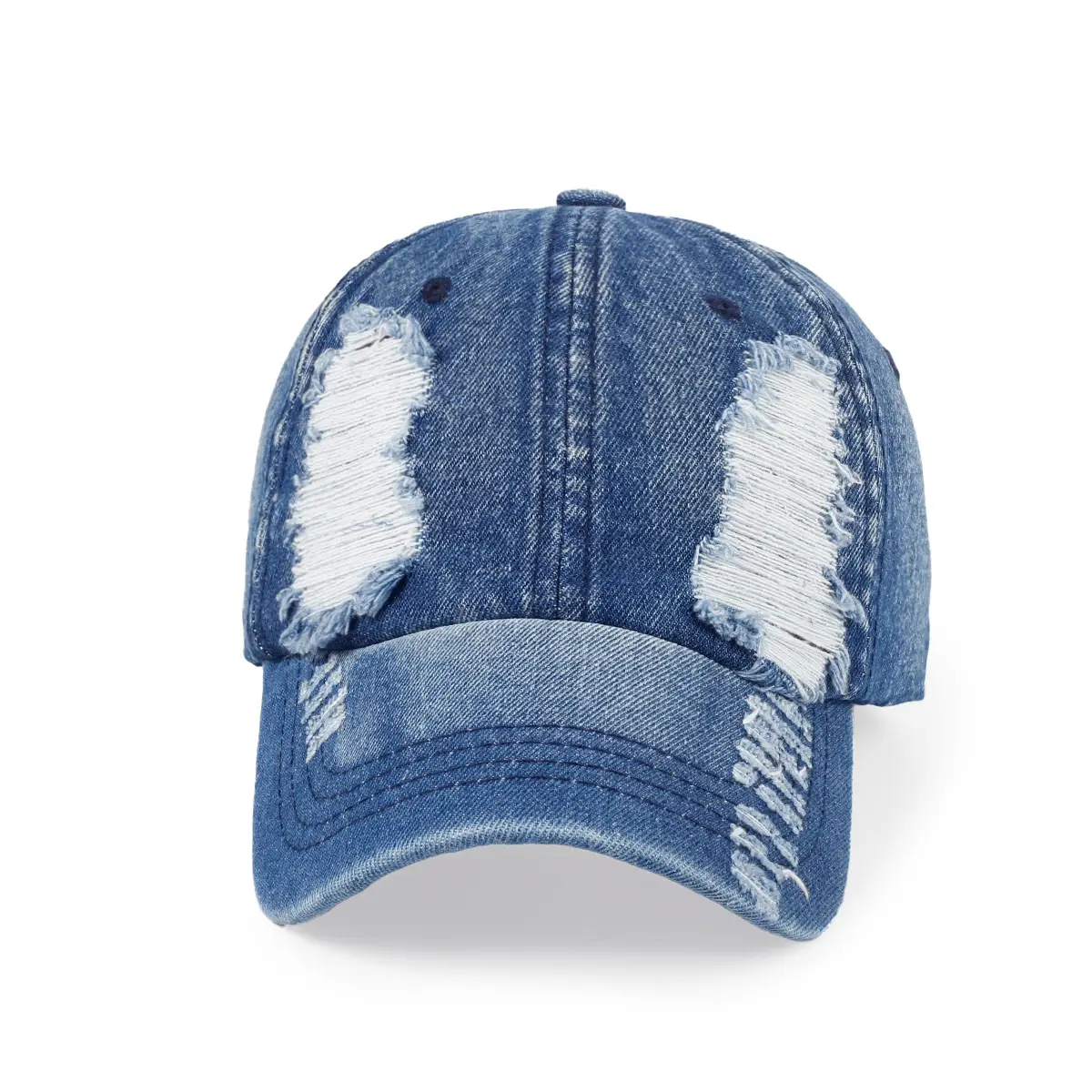 Women Denim Baseball Cap with Hole Design - Image 8