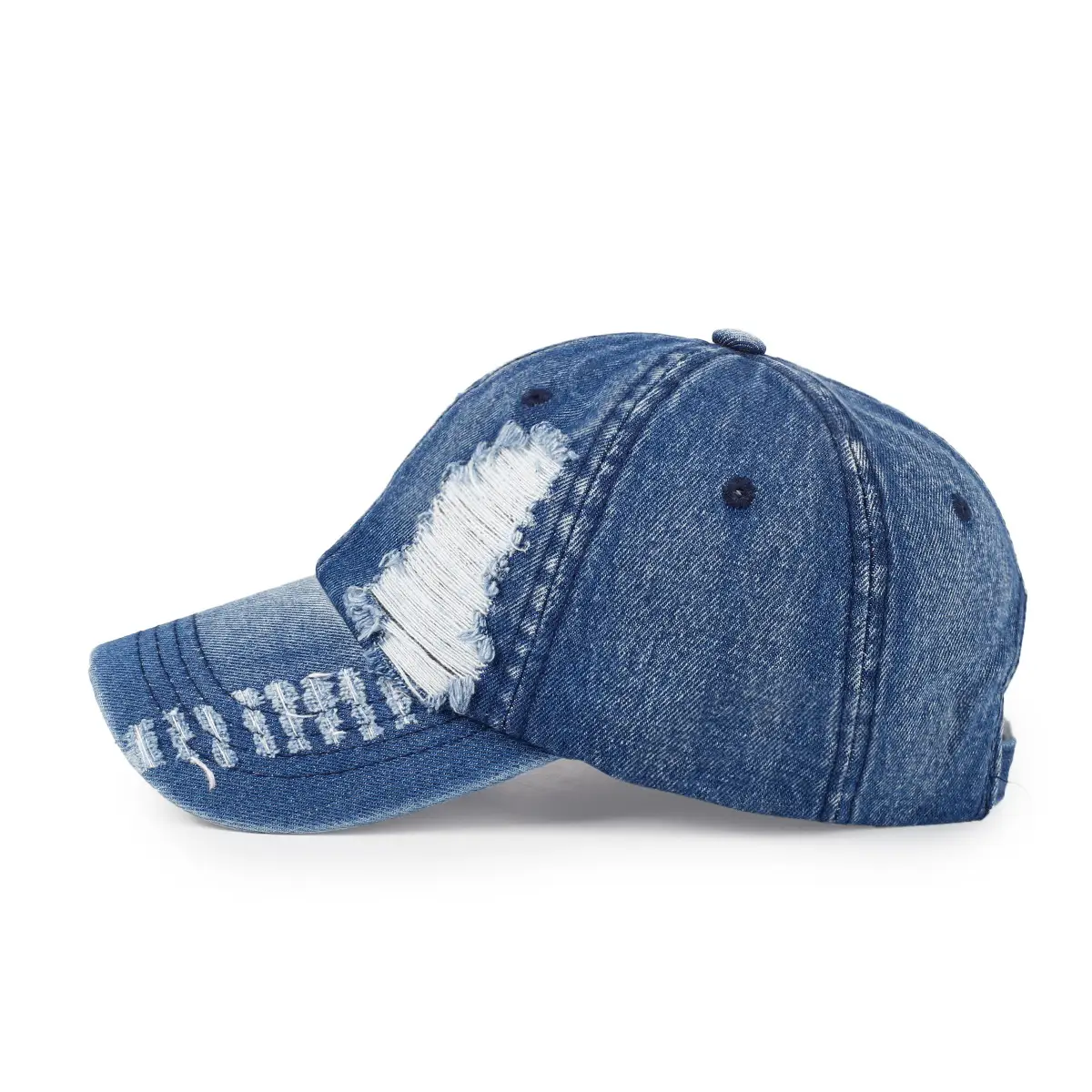 Women Denim Baseball Cap with Hole Design — feature 11