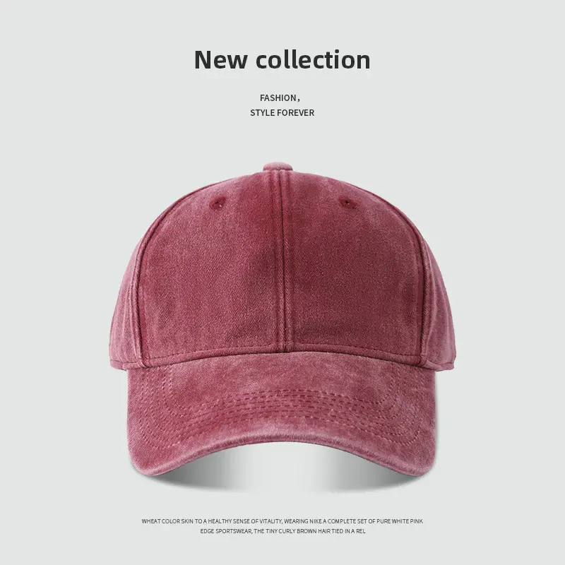 Korean-style Washed Old Simple Retro Cap Couple's Same Style Big Head Face Shown Small Light Edition Solid Color Baseball Cap - Image 4