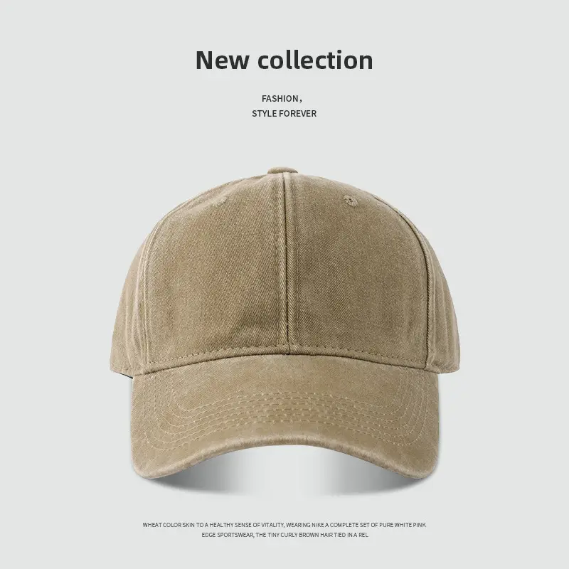 Korean-style Washed Old Simple Retro Cap Couple's Same Style Big Head Face Shown Small Light Edition Solid Color Baseball Cap - Image 5