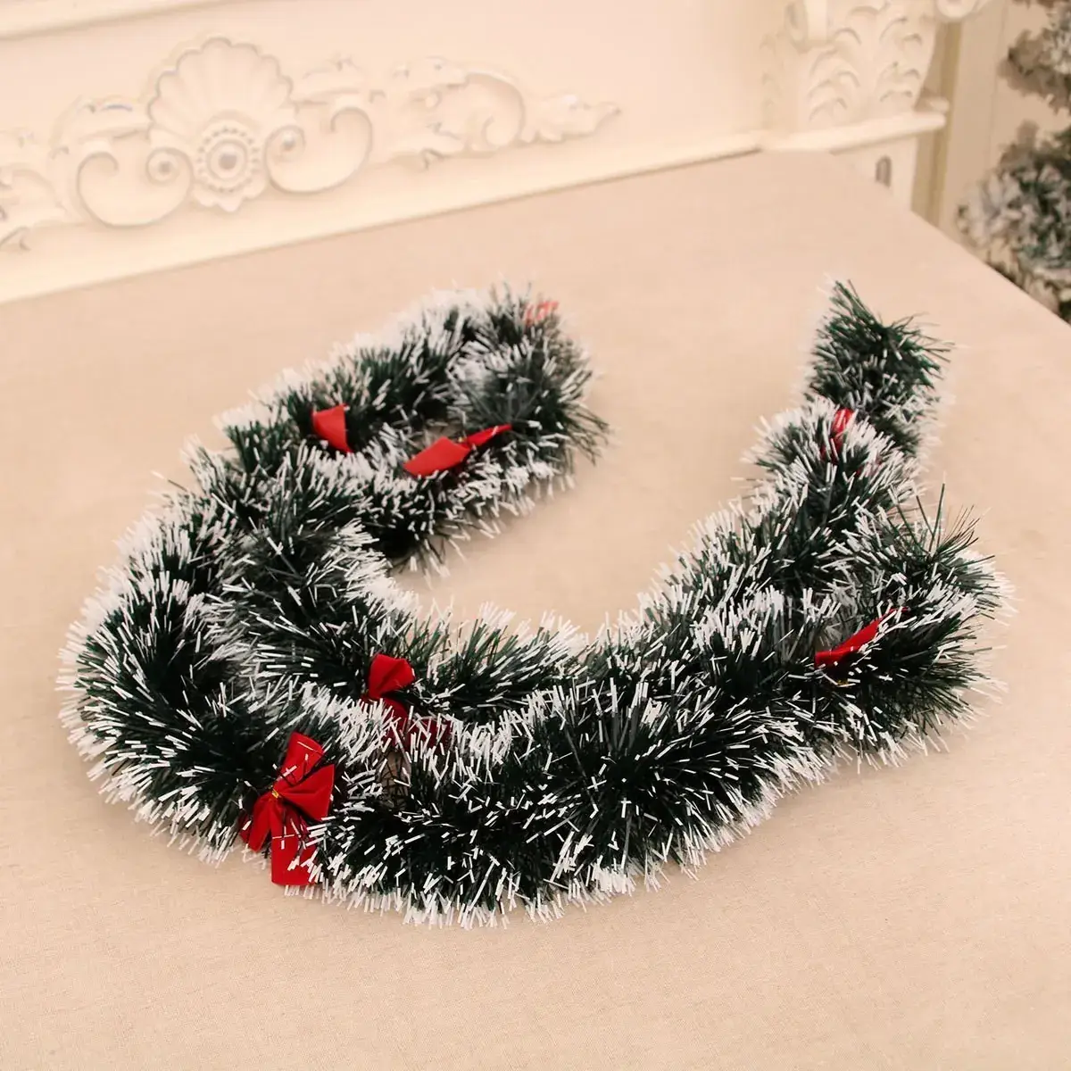 Christmas Tree Decor with Bow, Strips & Lights - Image 2
