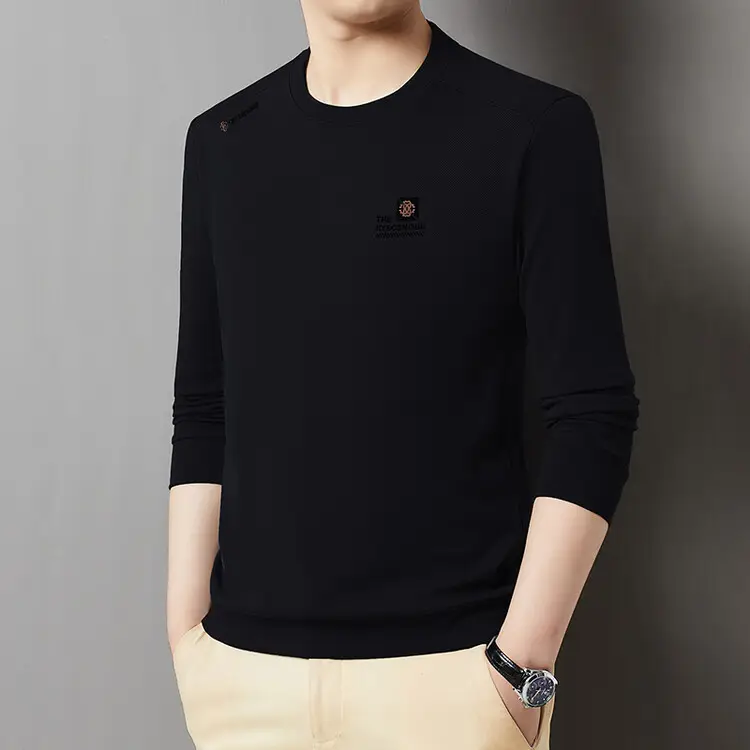 Men's 2025 Long Sleeve Round Neck T-Shirt Beige — feature 29