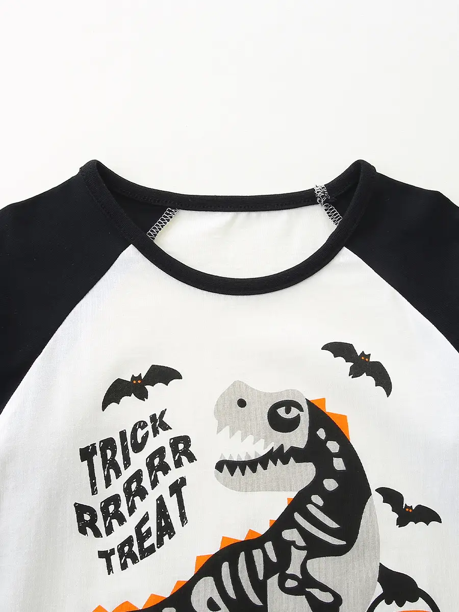 Halloween Boys Long Sleeve T-Shirt with Dinosaur Print - Image 4