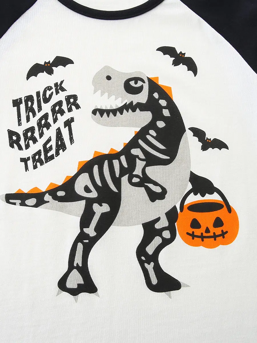 Halloween Boys Long Sleeve T-Shirt with Dinosaur Print - Image 5