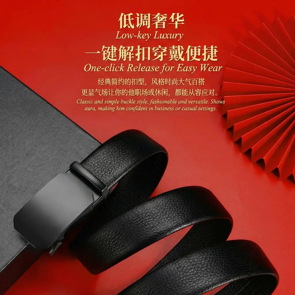 Men's Leather Belt & Wallet Gift Box Set — feature 11