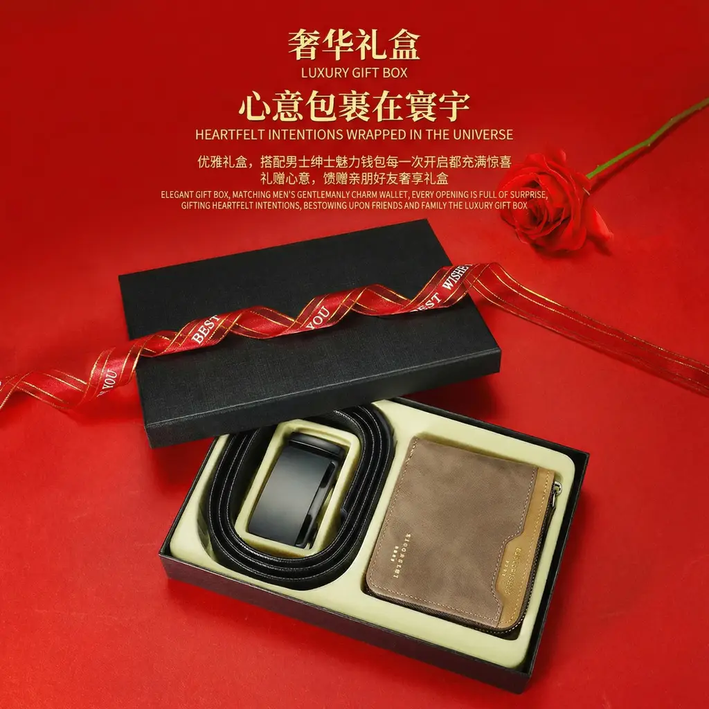 Men's Genuine Leather Belt Wallet with Automatic Buckle — feature 5