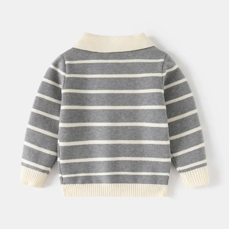 Kids Striped Sweater Set for Boys with Embroidered Lapels — feature 11