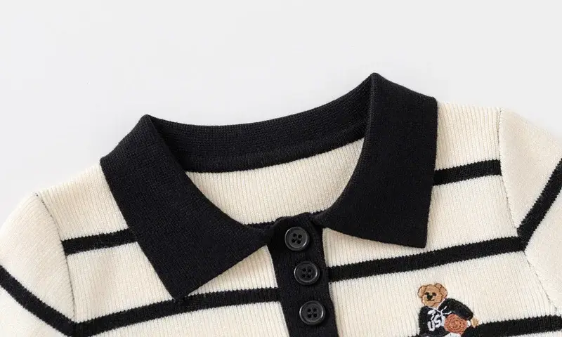 Kids Striped Sweater Set for Boys with Embroidered Lapels — feature 13