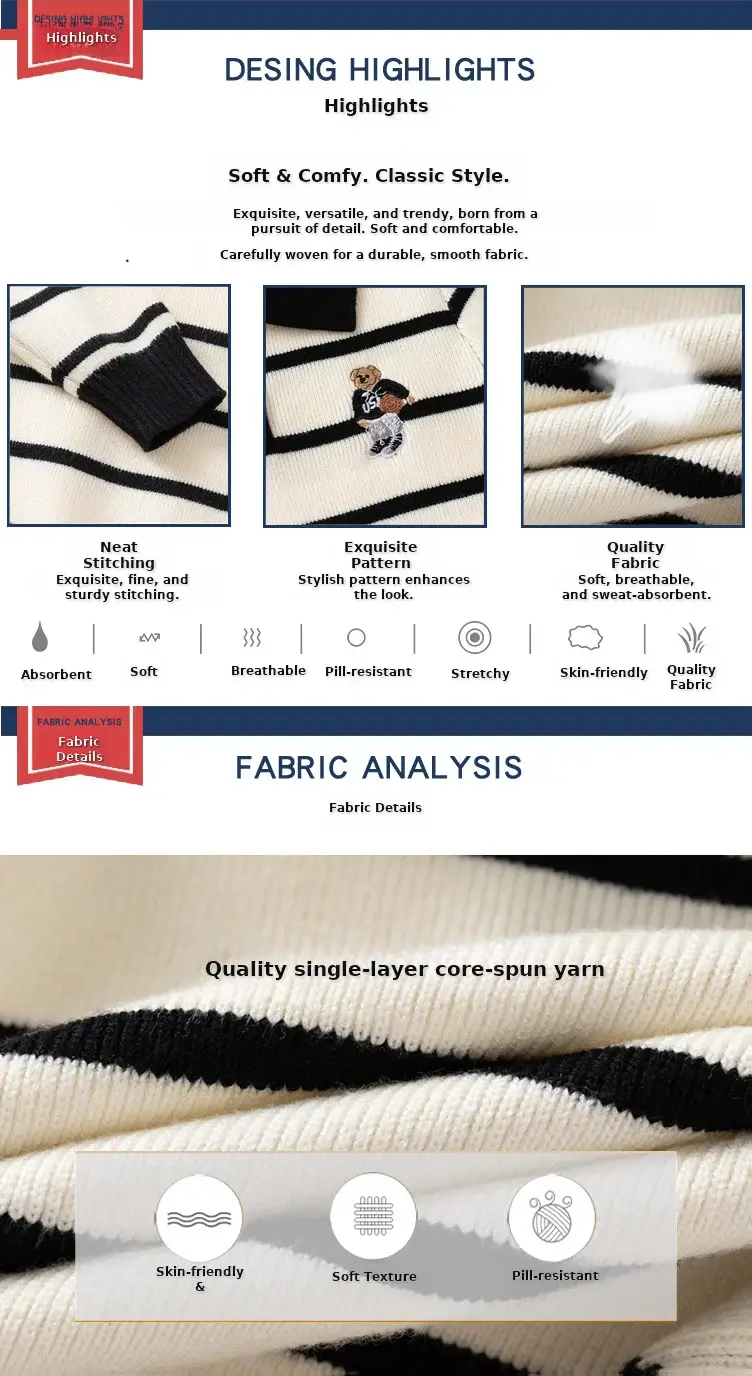 Kids Striped Sweater Set for Boys with Embroidered Lapels — feature 2