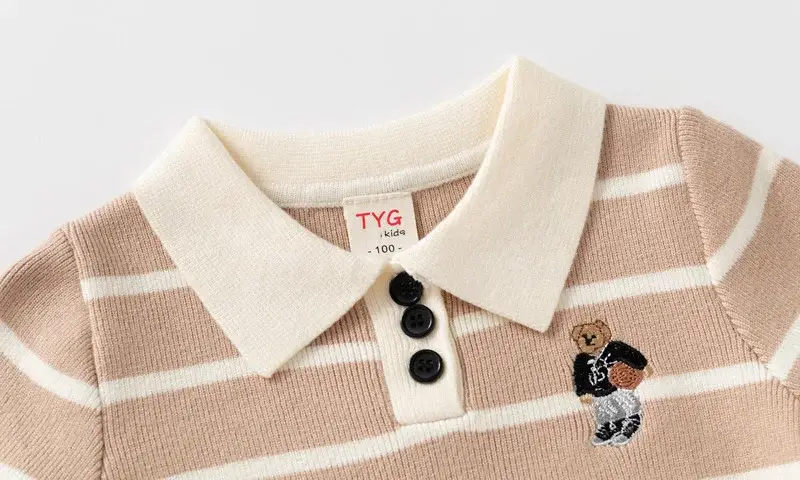 Kids Striped Sweater Set for Boys with Embroidered Lapels — feature 24