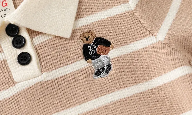 Kids Striped Sweater Set for Boys with Embroidered Lapels — feature 25