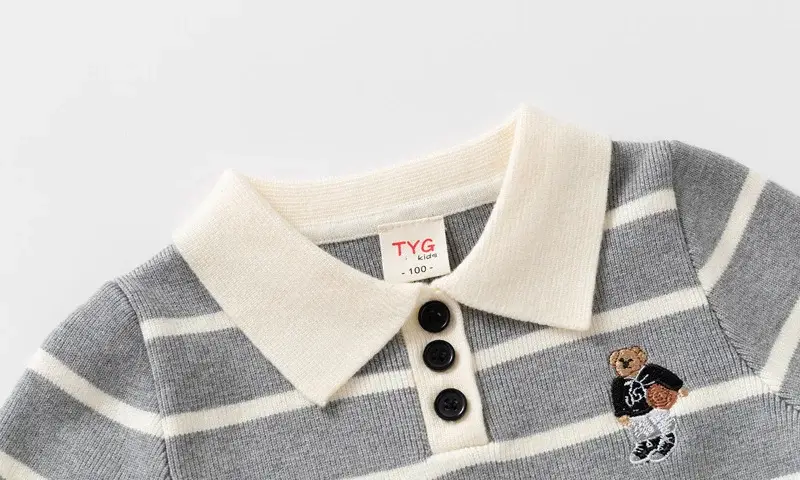 Kids Striped Sweater Set for Boys with Embroidered Lapels — feature 31