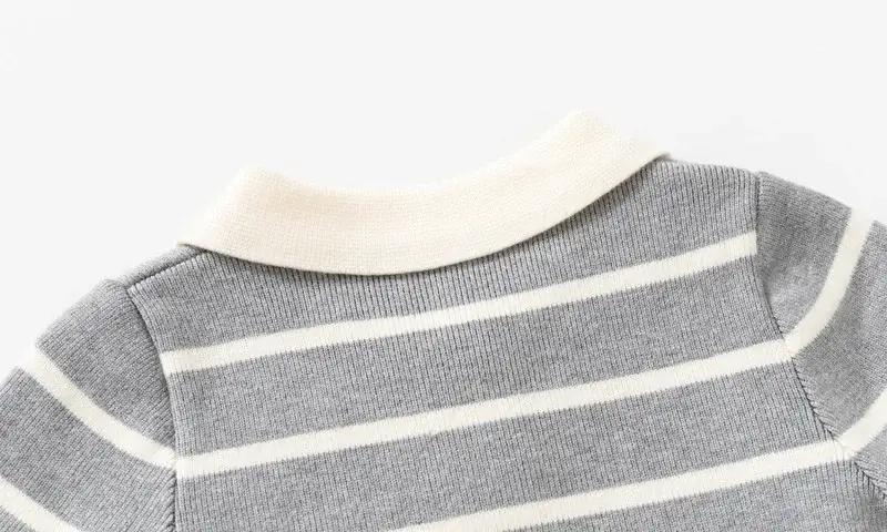 Kids Striped Sweater Set for Boys with Embroidered Lapels — feature 36