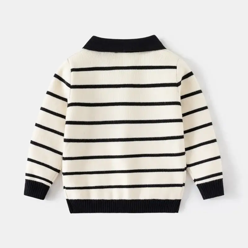 Kids Striped Sweater Set for Boys with Embroidered Lapels — feature 7