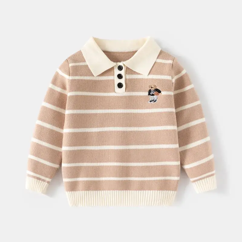 Kids Striped Sweater Set for Boys with Embroidered Lapels — feature 8