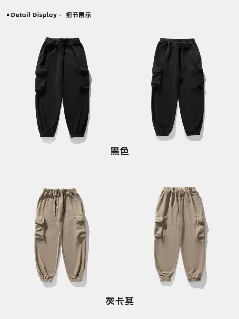 Black Fleece Jogger Pants with Large Pocket for Men — feature 22