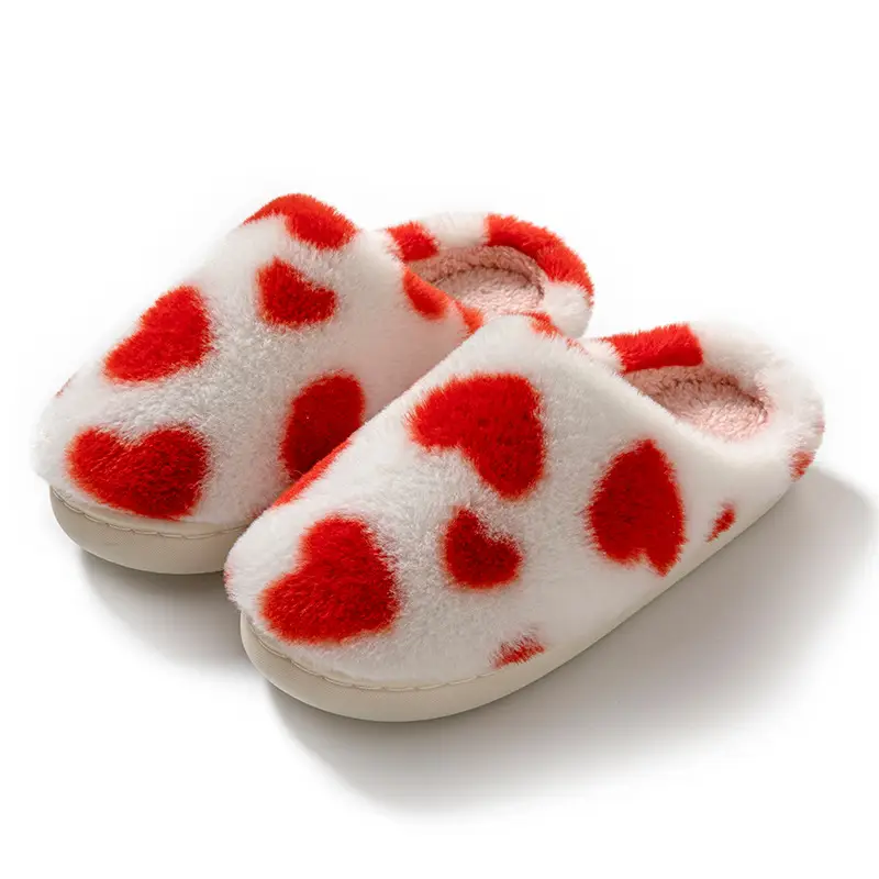 Factory direct supply cross-border love cotton slippers soft, comfortable and refreshing cute warm slippers wholesale