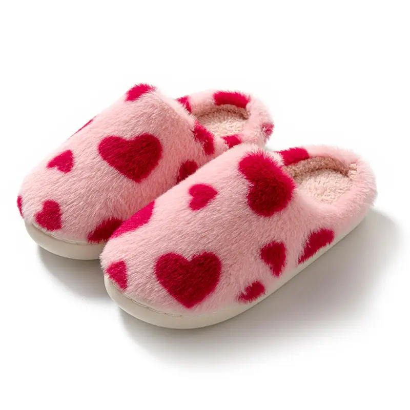Factory direct supply cross-border love cotton slippers soft, comfortable and refreshing cute warm slippers wholesale