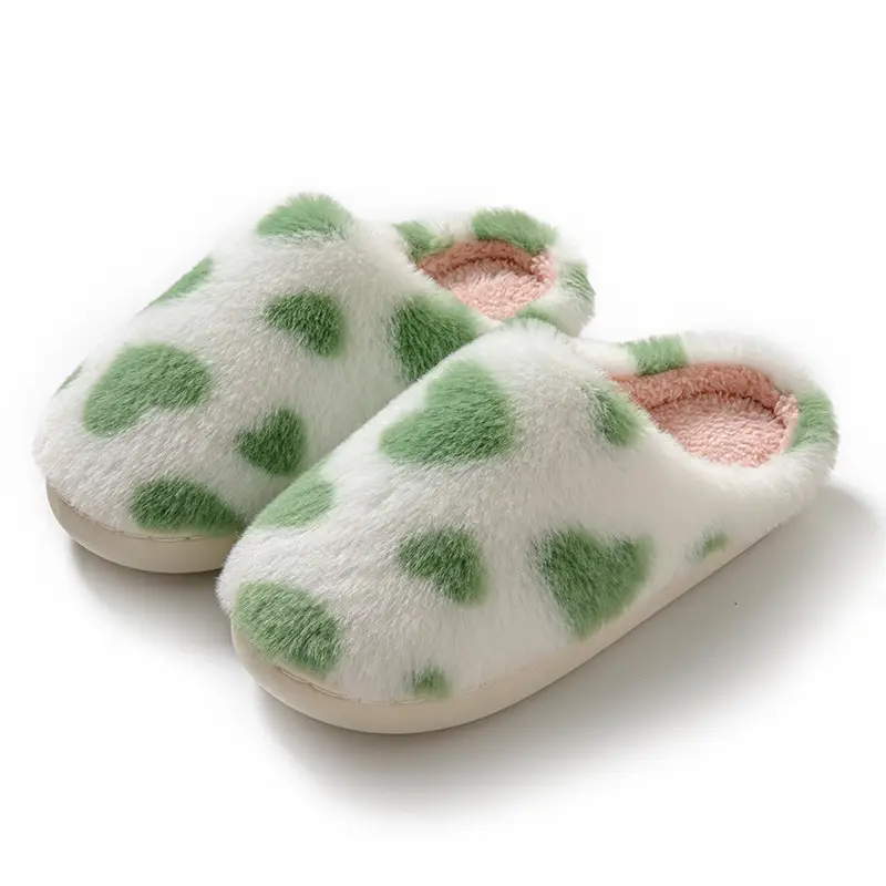 Factory direct supply cross-border love cotton slippers soft, comfortable and refreshing cute warm slippers wholesale