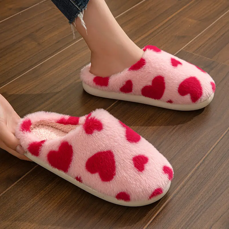 Factory direct supply cross-border love cotton slippers soft, comfortable and refreshing cute warm slippers wholesale — feature 24