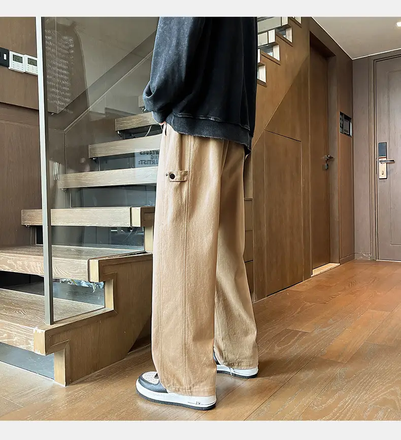 Hanlu Men's Pure Cotton Vintage Casual Pants Beige — feature 10