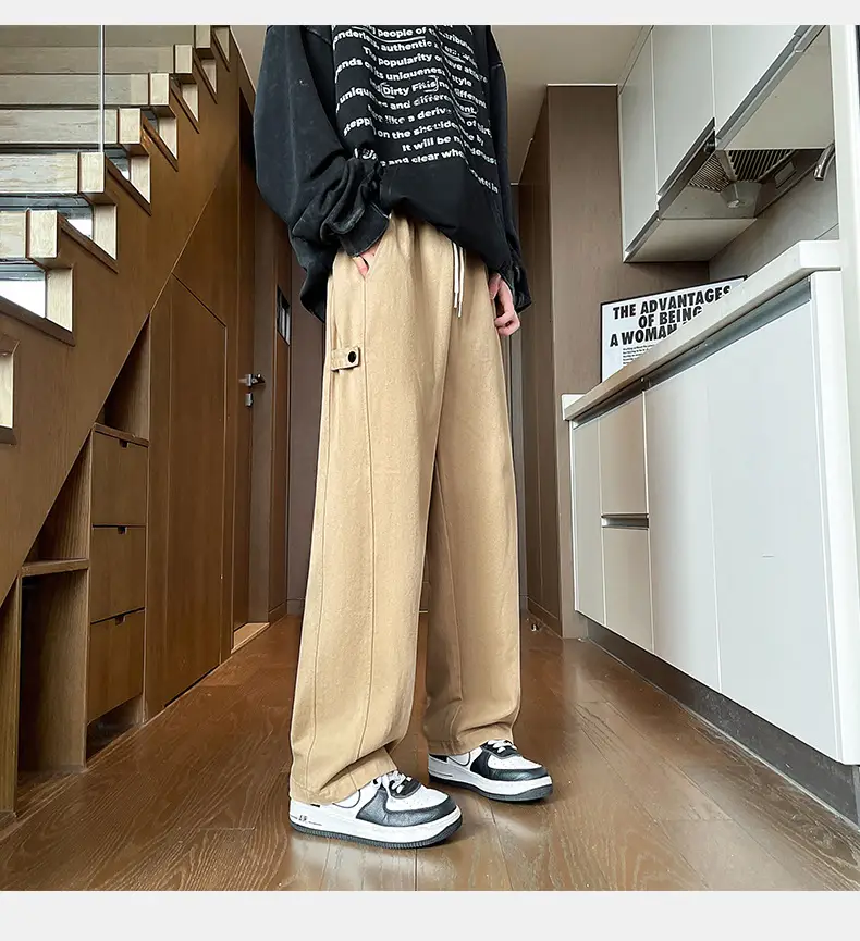 Hanlu Men's Pure Cotton Vintage Casual Pants Beige — feature 8