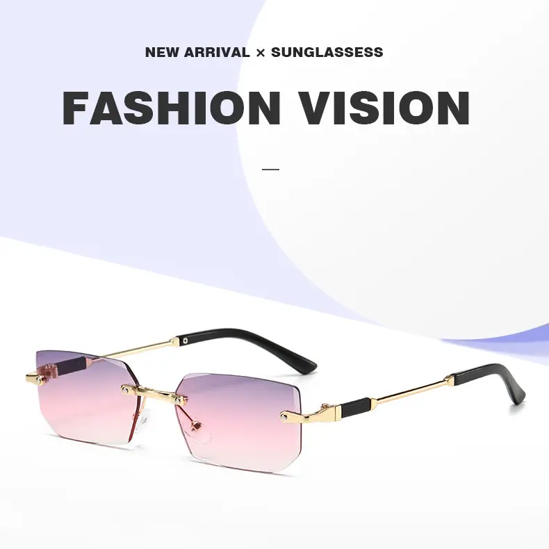 Men Frameless Gold Jelly Sunglasses 301 - Image 12