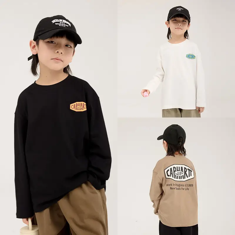 Boys Long Sleeve Letter Print Top White Cropped Pants