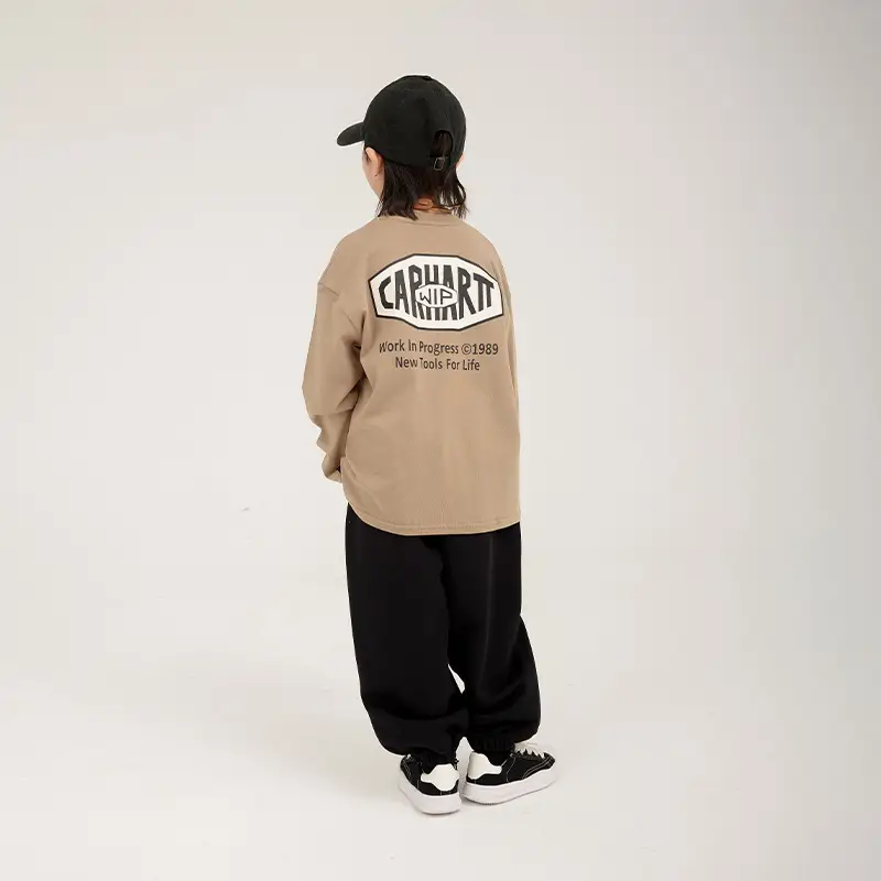 Boys Long Sleeve Letter Print Top White Cropped Pants