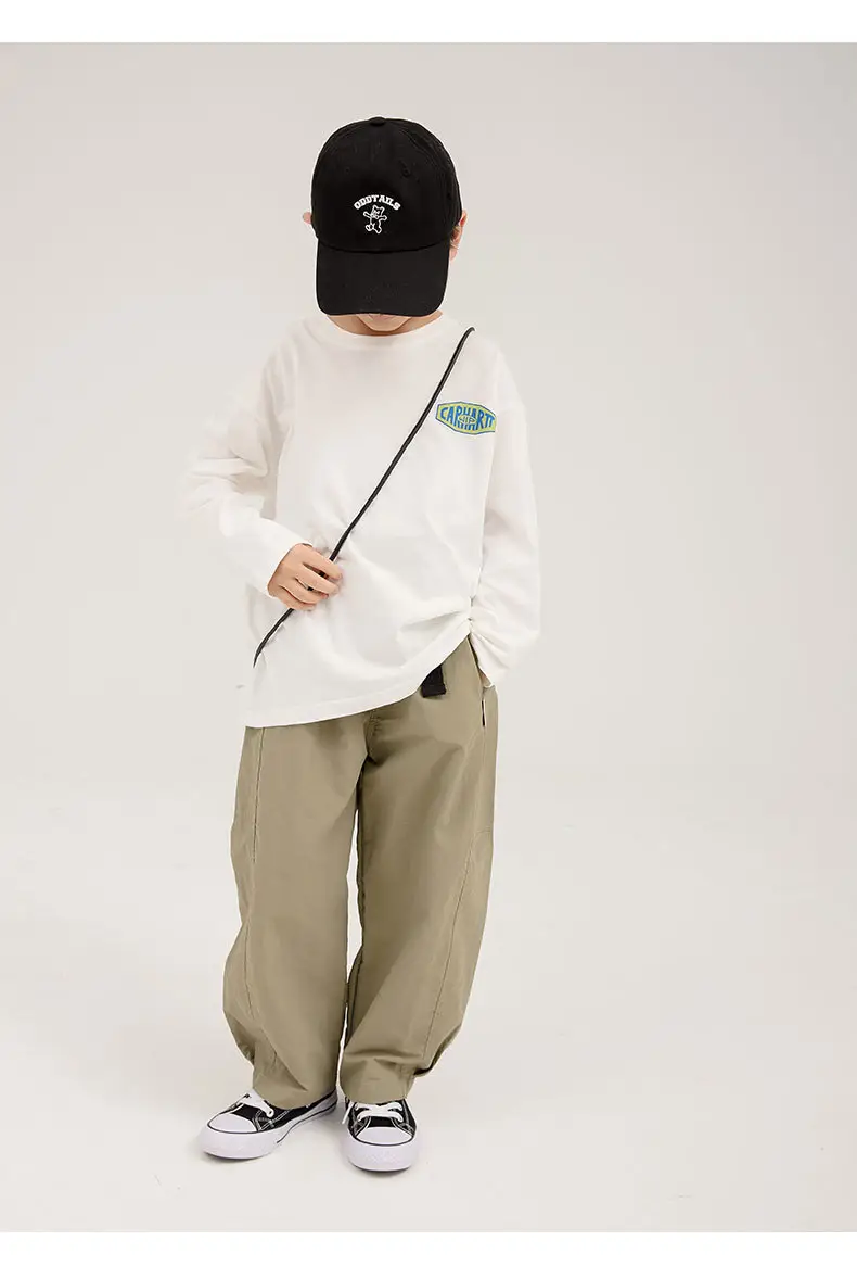 Boys Long Sleeve Letter Print Top White Cropped Pants — feature 11