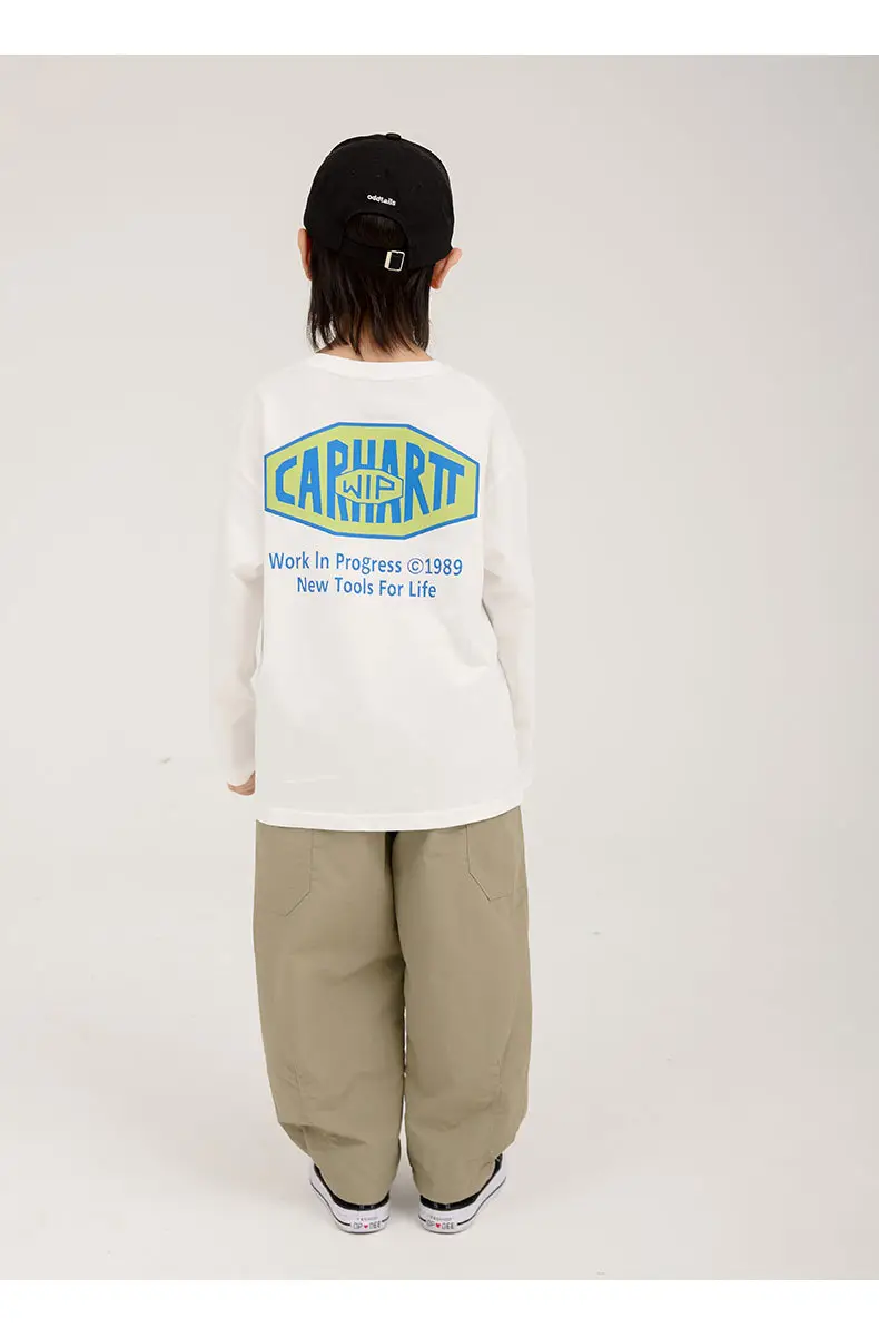 Boys Long Sleeve Letter Print Top White Cropped Pants — feature 12