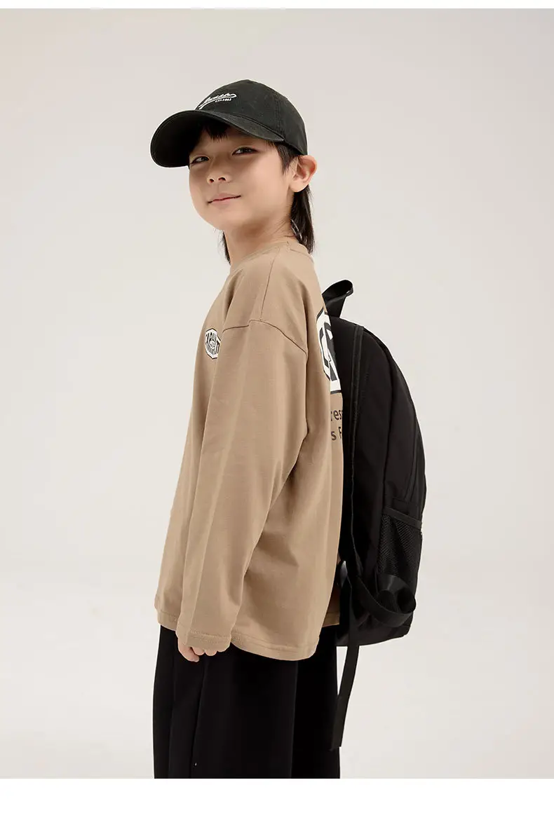 Boys Long Sleeve Letter Print Top White Cropped Pants — feature 18