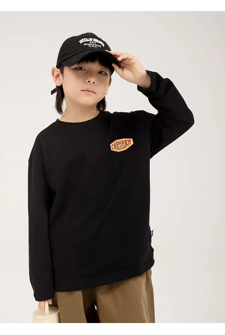 Boys Long Sleeve Letter Print Top White Cropped Pants — feature 22