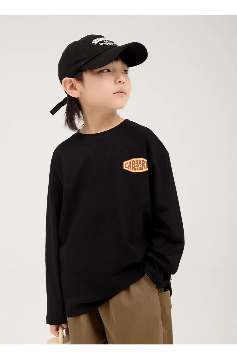 Boys Long Sleeve Letter Print Top White Cropped Pants — feature 23