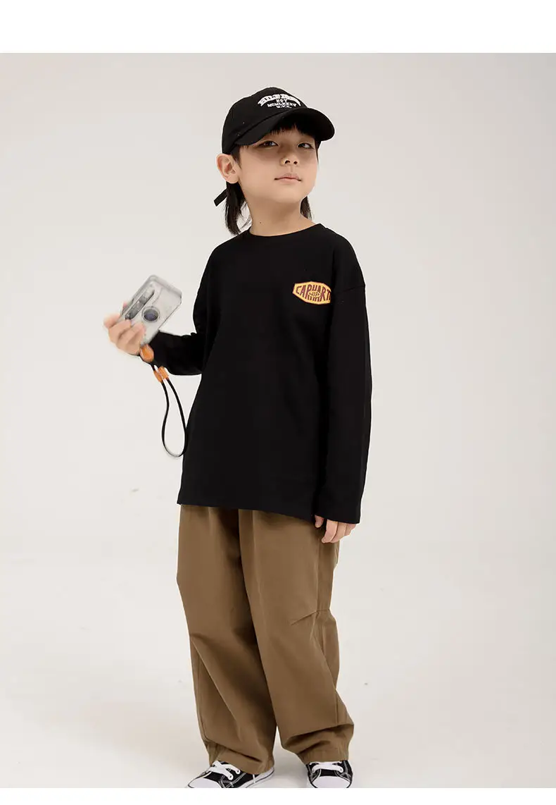 Boys Long Sleeve Letter Print Top White Cropped Pants — feature 26