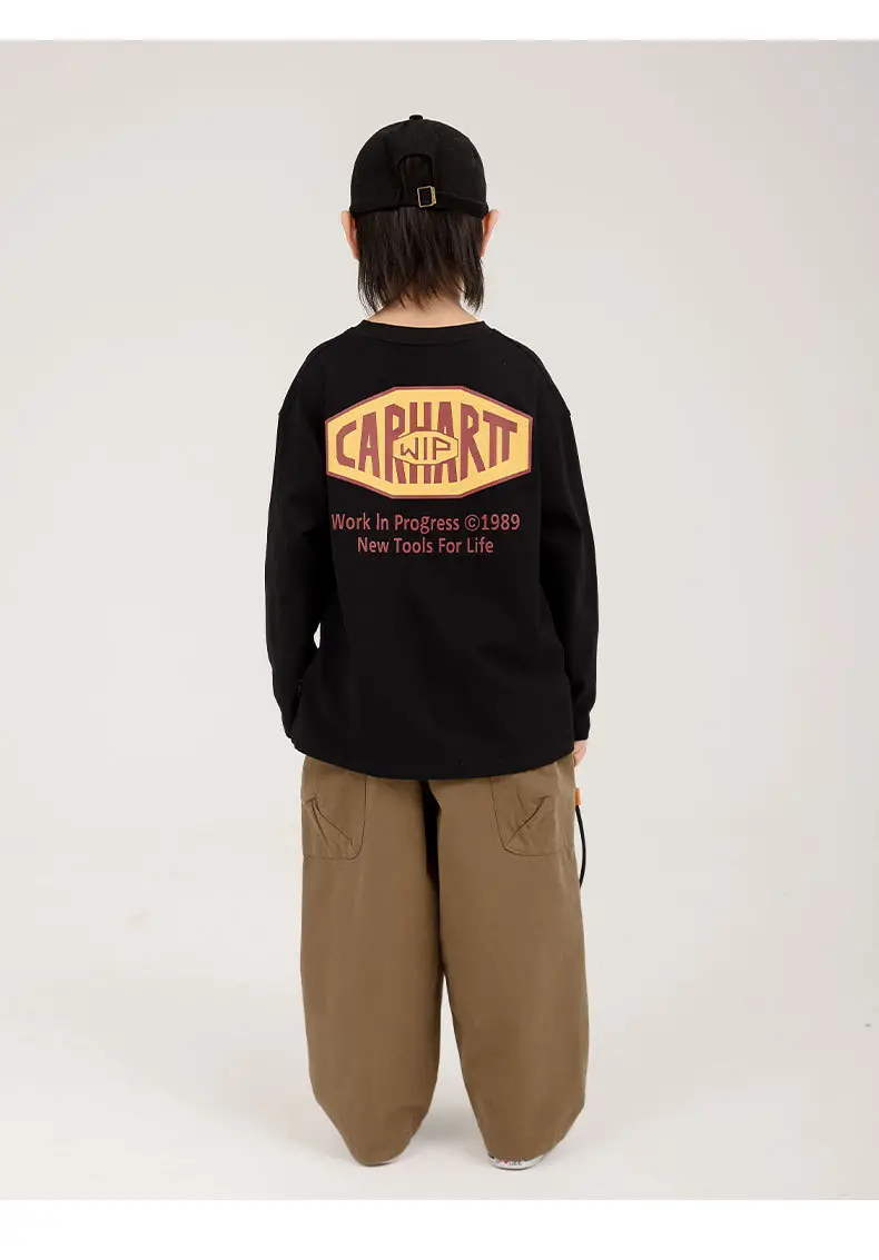 Boys Long Sleeve Letter Print Top White Cropped Pants — feature 27