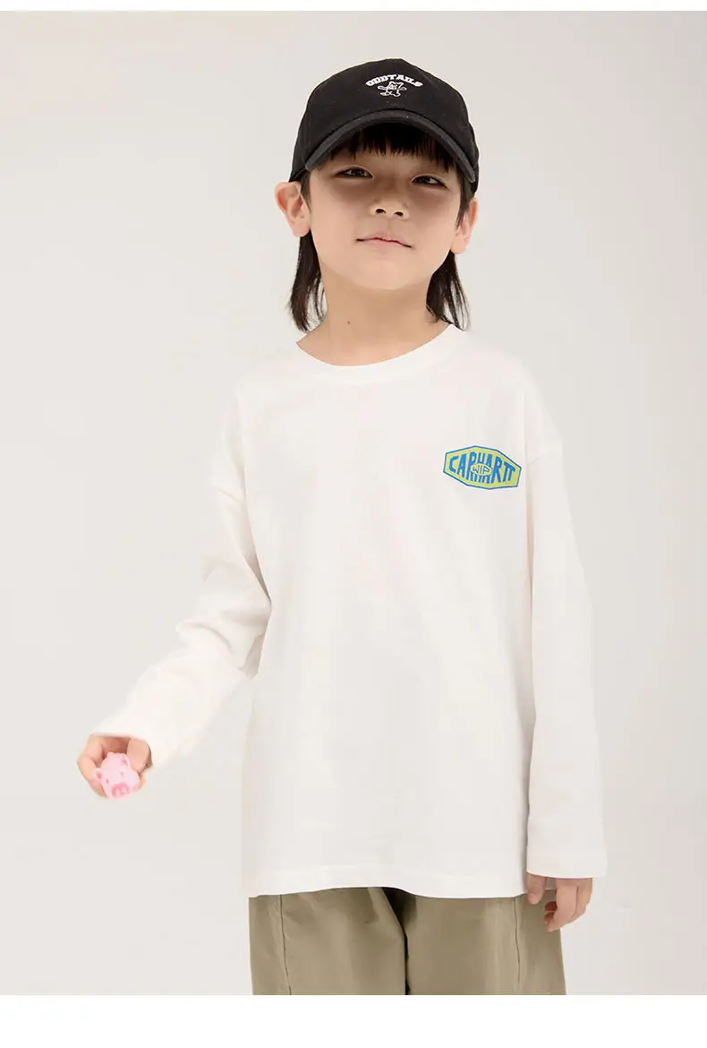 Boys Long Sleeve Letter Print Top White Cropped Pants — feature 7