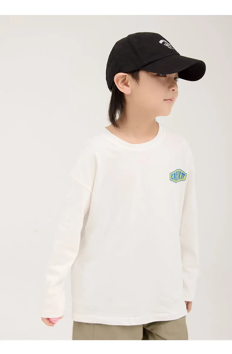 Boys Long Sleeve Letter Print Top White Cropped Pants — feature 9