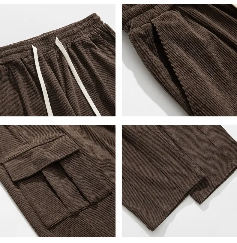 Hanlu Men's Brown Corduroy Cargo Pants Spring New — feature 6