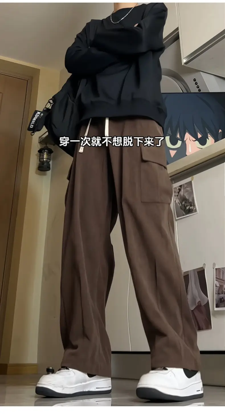 Hanlu Men's Brown Corduroy Cargo Pants Spring New — feature 8