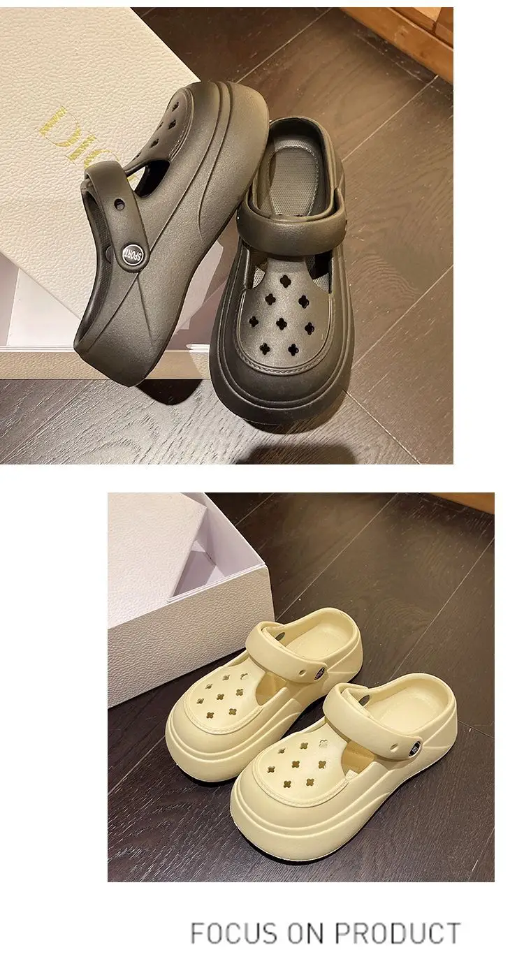 Eva Clogs Mary Summer Outdoor Wear 2026 New Cartoon Non-Slip Thick-Soled Height-Increasing Beach Closed-Toe Slippers for Women — feature 15