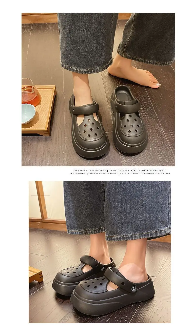 Eva Clogs Mary Summer Outdoor Wear 2026 New Cartoon Non-Slip Thick-Soled Height-Increasing Beach Closed-Toe Slippers for Women — feature 5