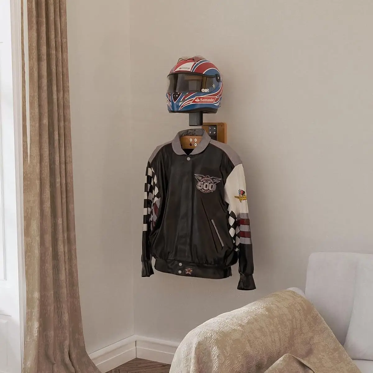 Wall-Mounted Tactical Helmet & Jacket Storage Rack — feature 7