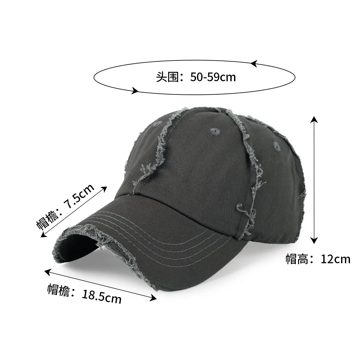Women's Black Casual Sunscreen Hat Baseball Cap - Image 8