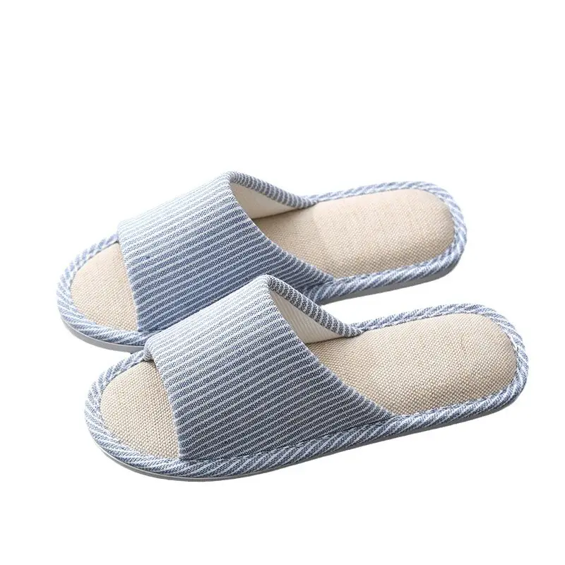 Linen Slippers Men's Summer Cotton and Linen Home Cloth Indoor Home Non-Slip Household Four Seasons Women's Cotton and Linen Linen Linen Slippers