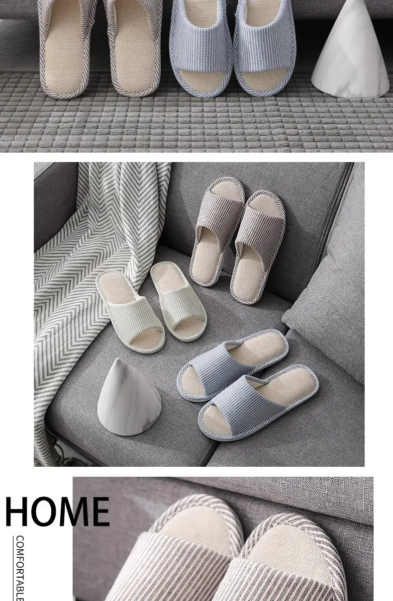 Linen Slippers Men's Summer Cotton and Linen Home Cloth Indoor Home Non-Slip Household Four Seasons Women's Cotton and Linen Linen Linen Slippers — feature 9